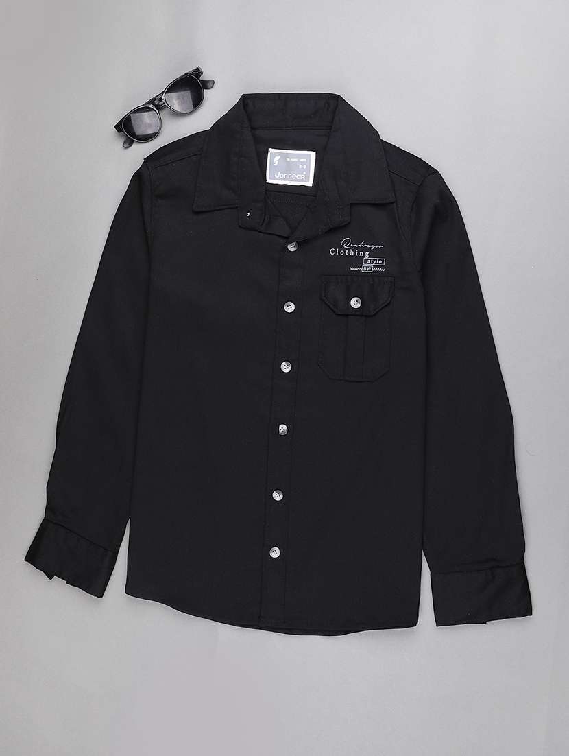 boys printed long sleeve collared shirt
