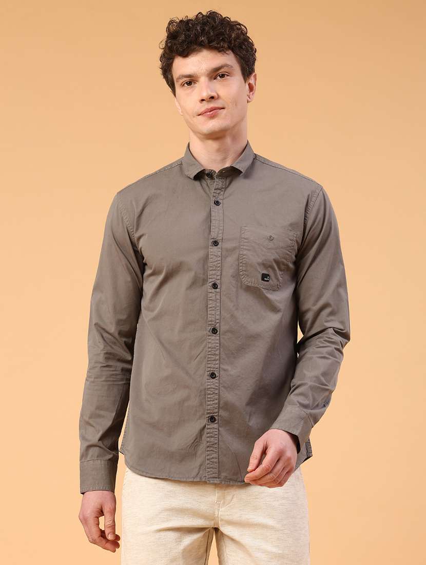 men solid long sleeve regular fit casual shirt