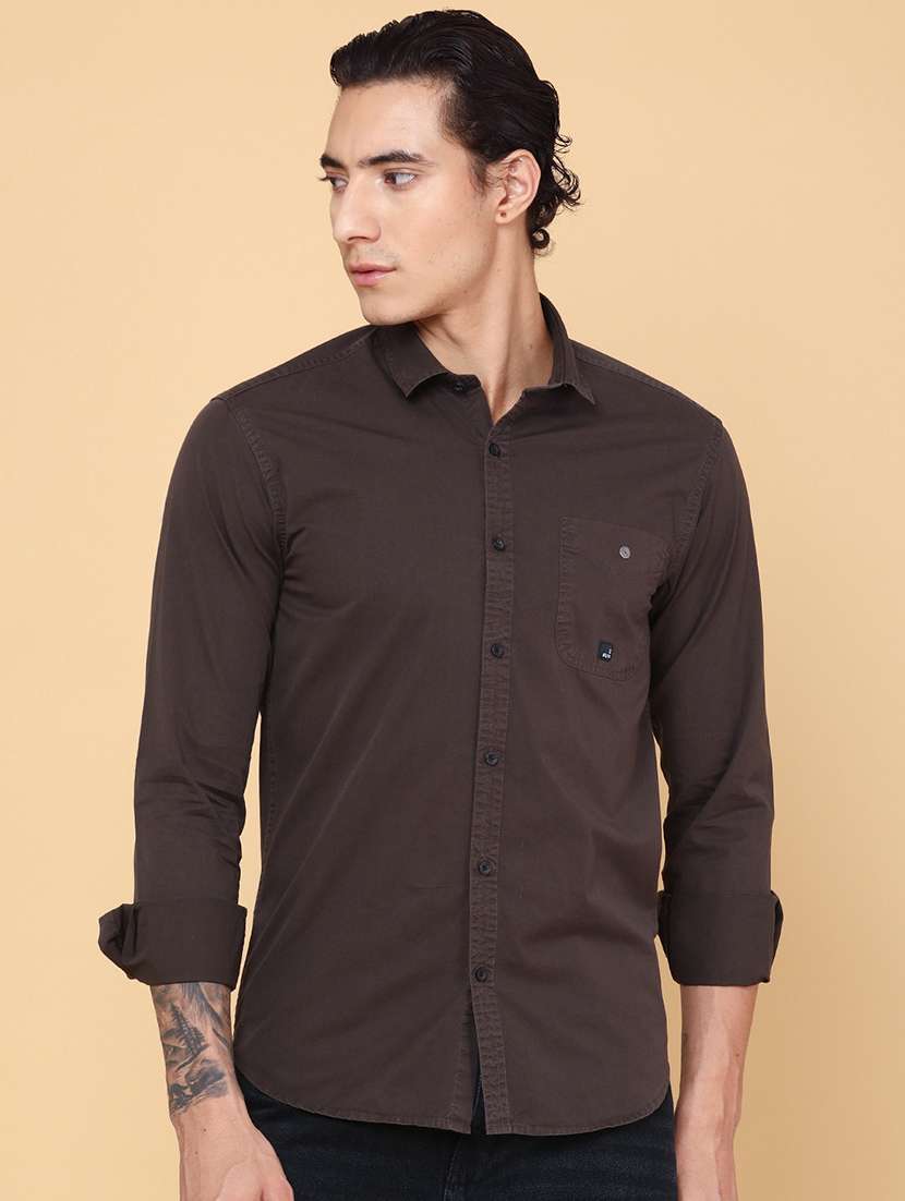 men solid long sleeve regular fit casual shirt