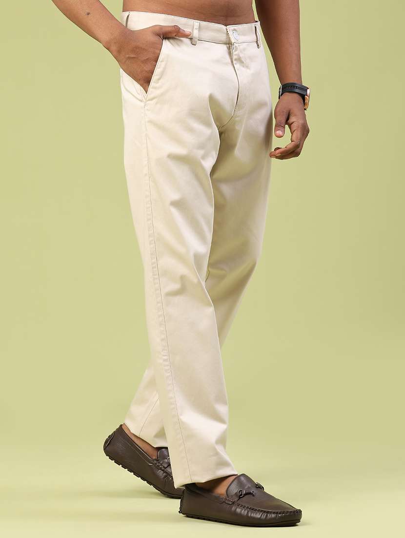 men solid mid rise chinos casual trouser - 22327982 -  Standard Image - 3