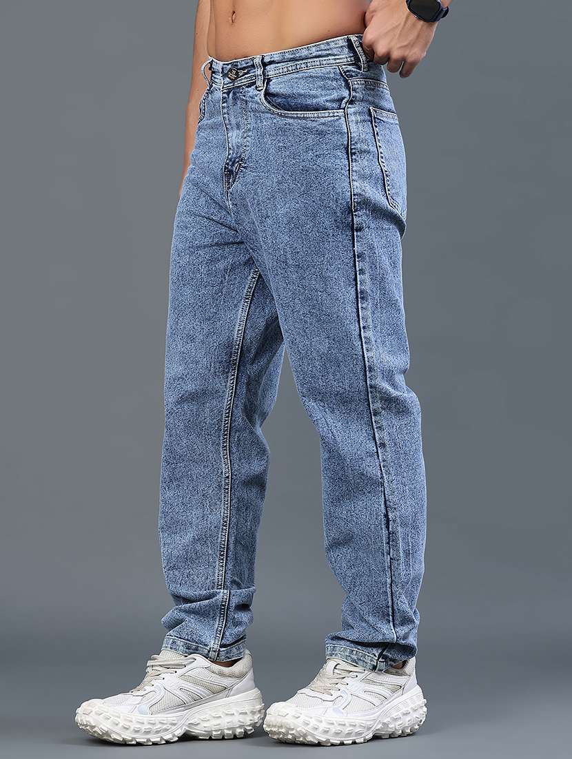 men plain mid rise full length relaxed fit jeans - 22328043 -  Standard Image - 3