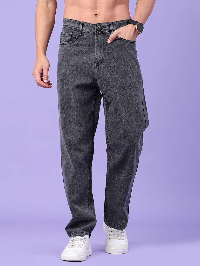 men plain mid rise full length relaxed fit jeans
