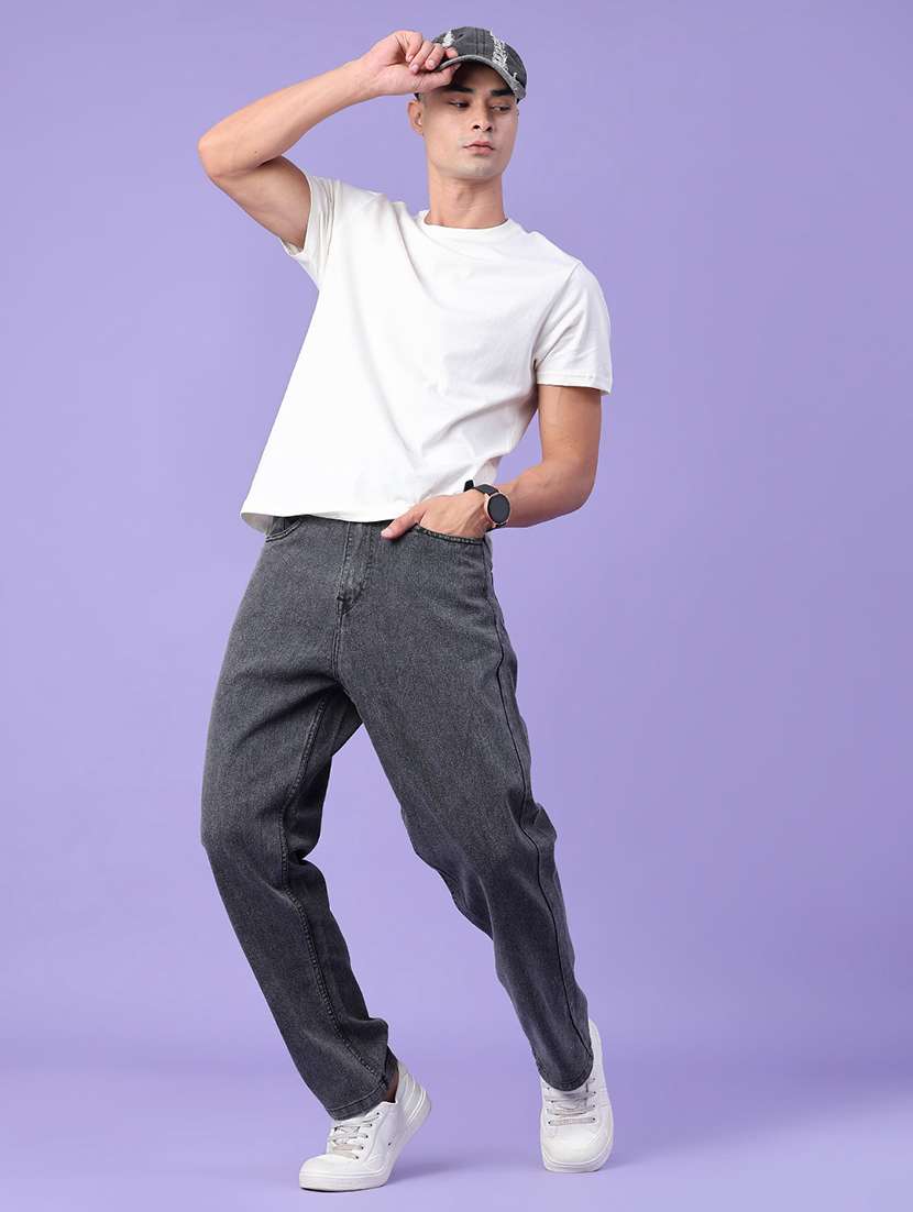 men plain mid rise full length relaxed fit jeans - 22328044 -  Standard Image - 5