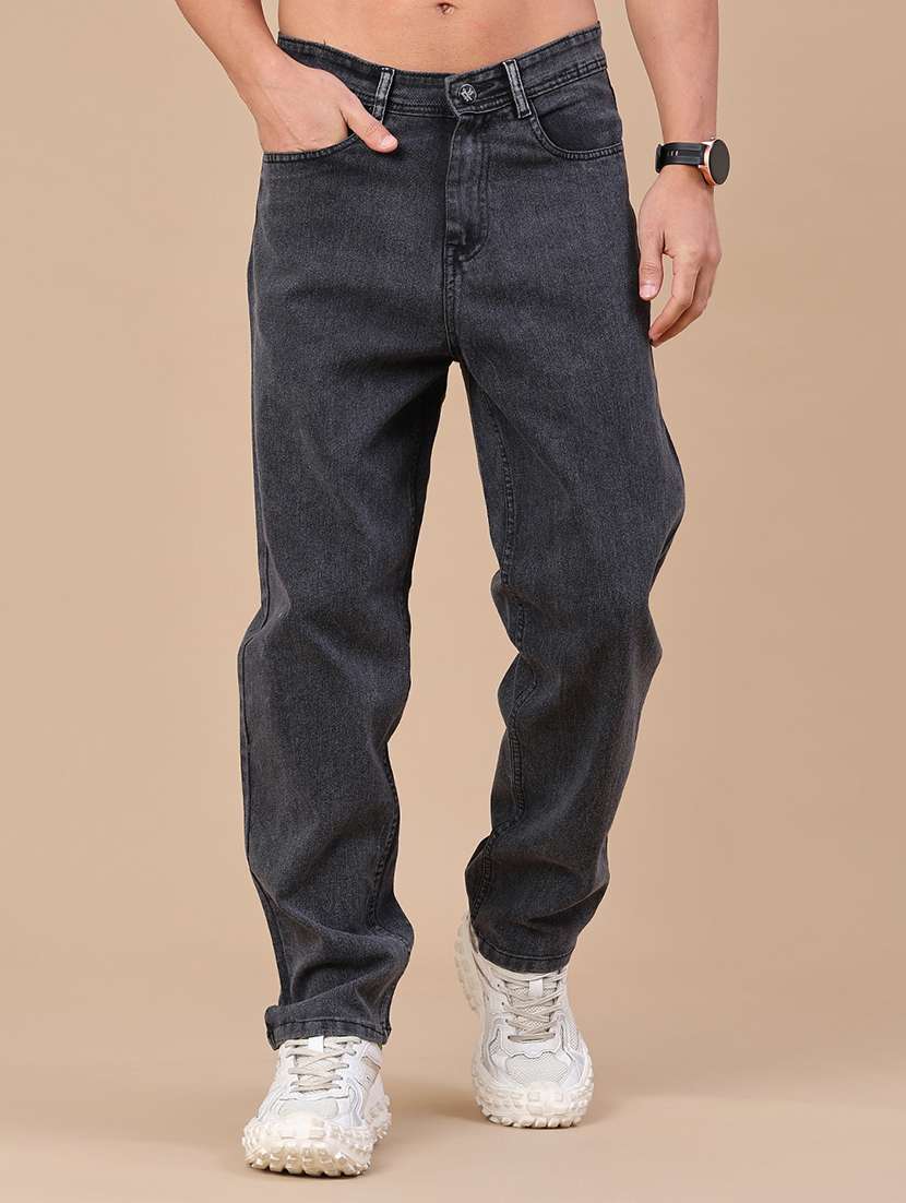 men plain mid rise full length relaxed fit jeans