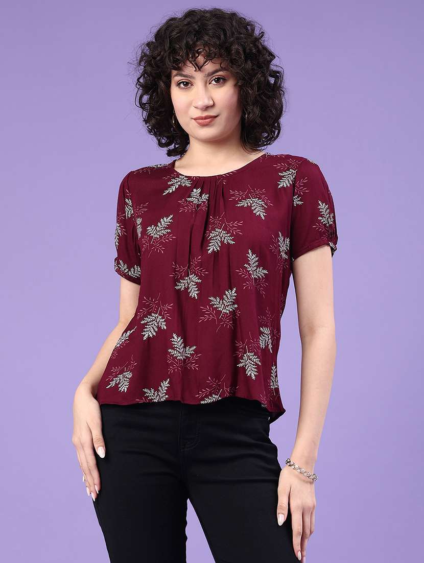 women printed short sleeve a-line top