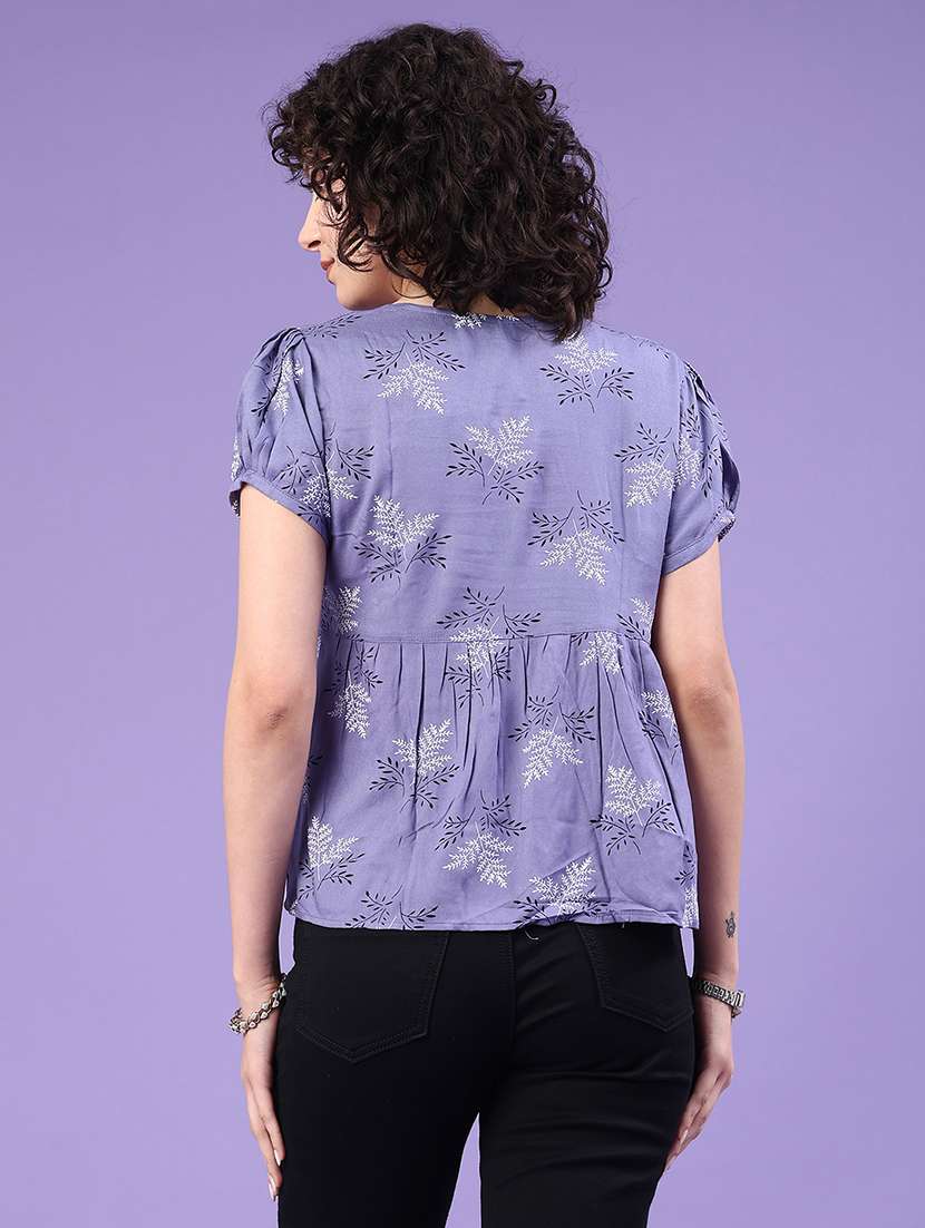 women printed short sleeve flared top - 22328078 -  Standard Image - 3