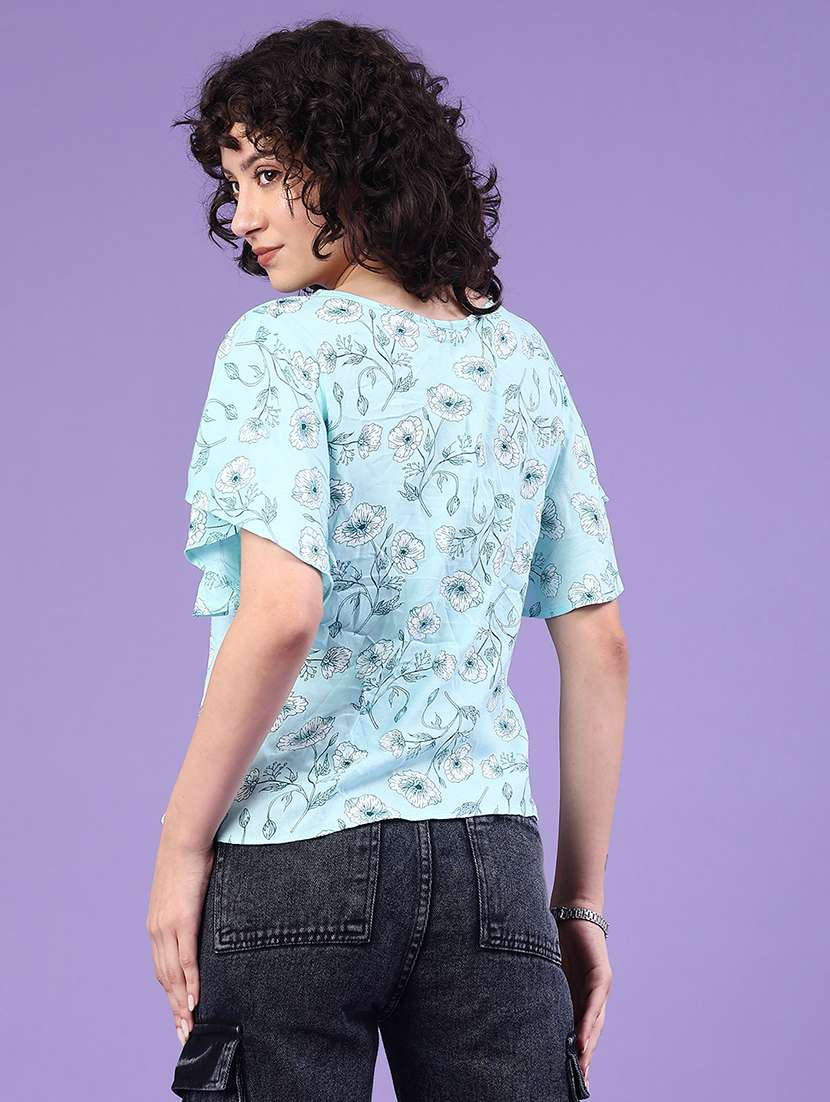women printed short sleeve a-line top - 22328079 -  Standard Image - 3