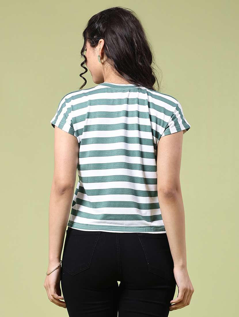 Women Striped Short Sleeve T-shirt - 22328090 -  Standard Image - 3