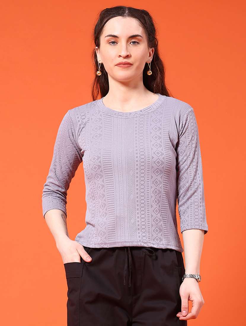 women self designed three quarter sleeve top