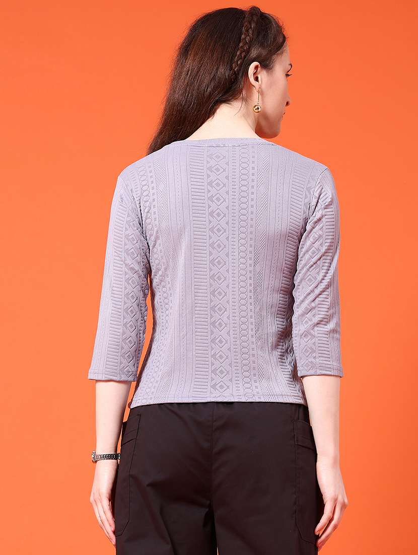 women self designed three quarter sleeve top - 22328098 -  Standard Image - 3