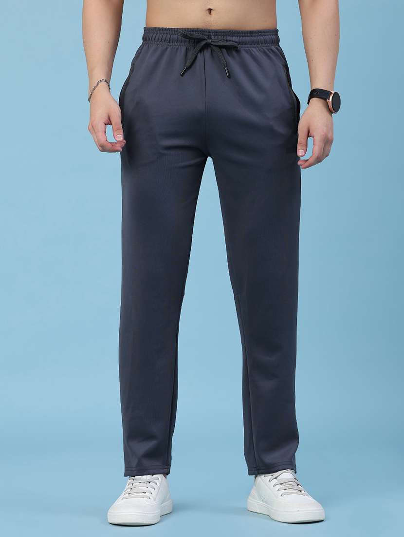 men solid mid rise regular fit track pant