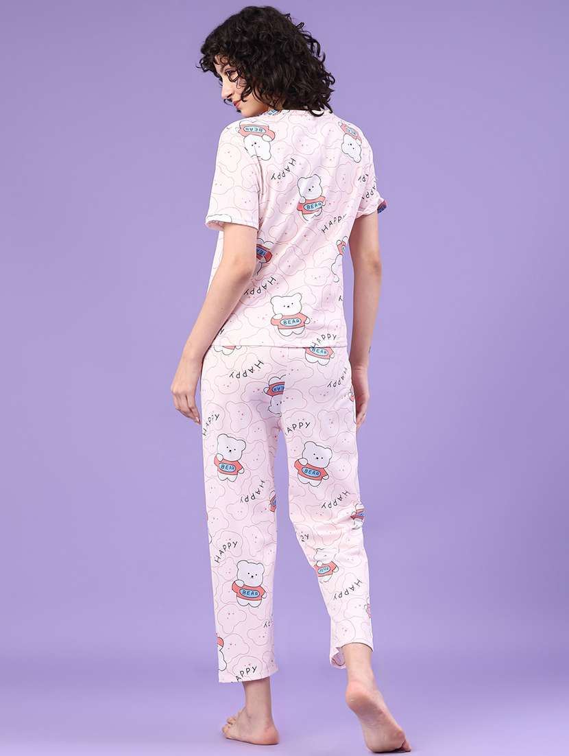 women printed short sleeve pyjama set nightwear - 22328277 -  Standard Image - 3
