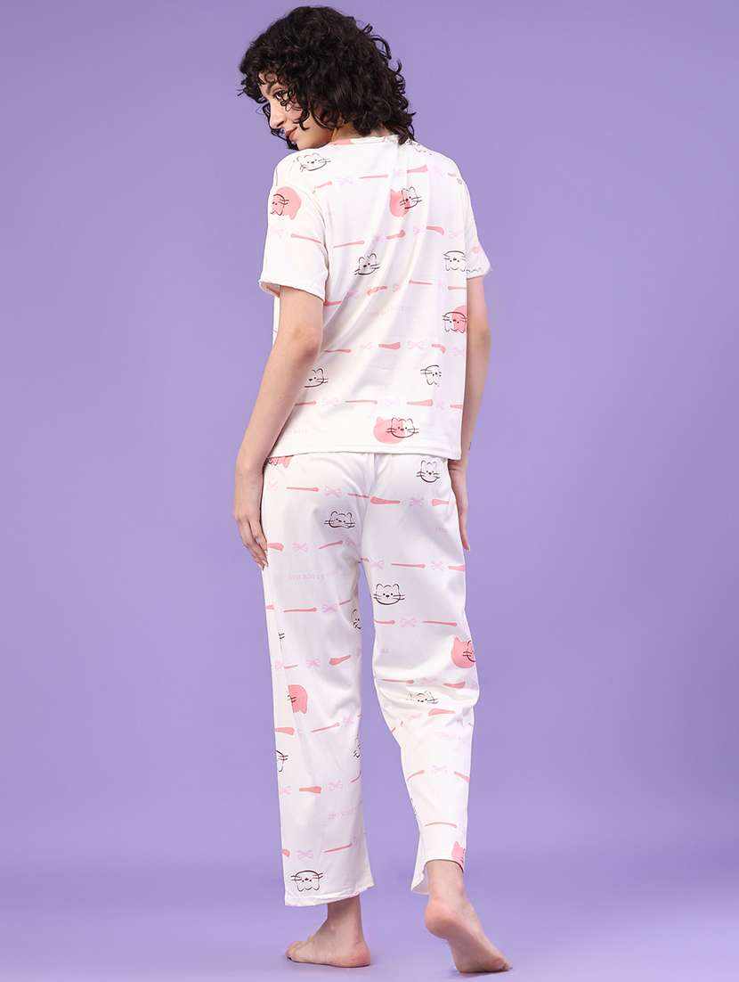 women printed short sleeve pyjama set nightwear - 22328287 -  Standard Image - 3