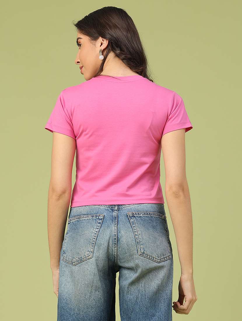 women printed short sleeve crop t-shirt - 22328402 -  Standard Image - 3