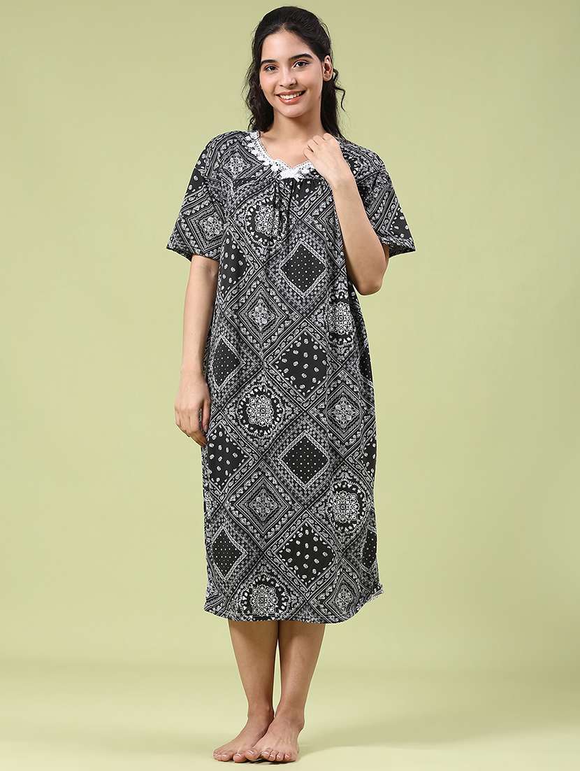 black polyester nighty sleepshirts &