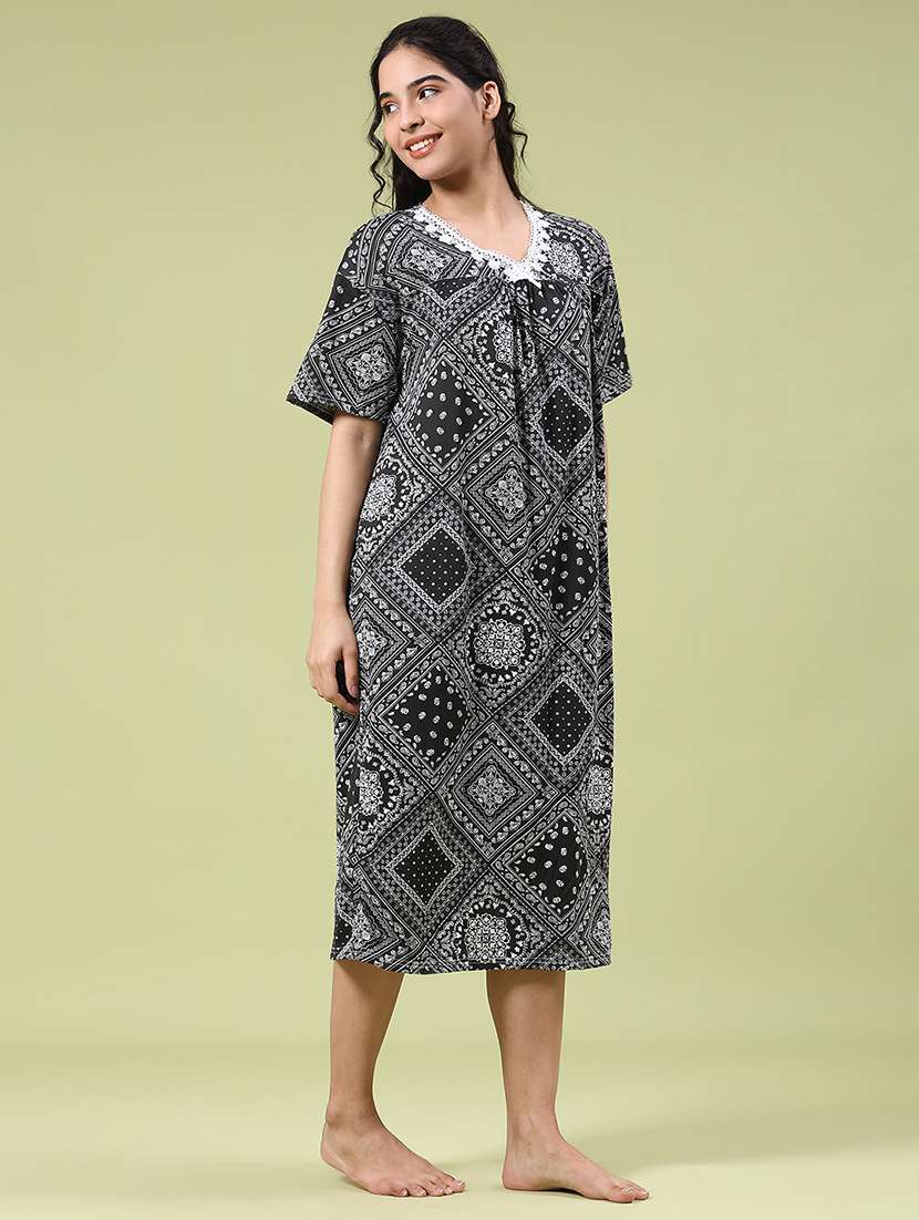 black polyester nighty sleepshirts & - 22328412 -  Standard Image - 3