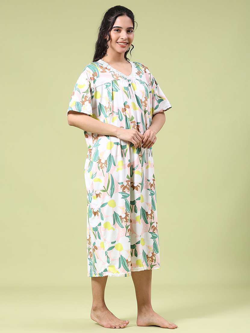 women printed short sleeve nighty - 22328413 -  Standard Image - 3