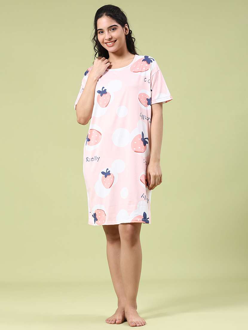 women printed short sleeve sleepshirt