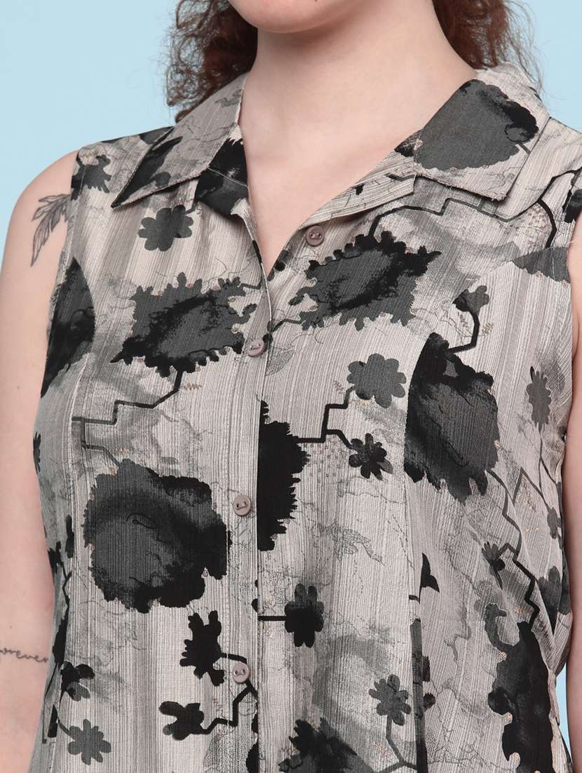 multi colored rayon shirt dress - 22328435 -  Standard Image - 3