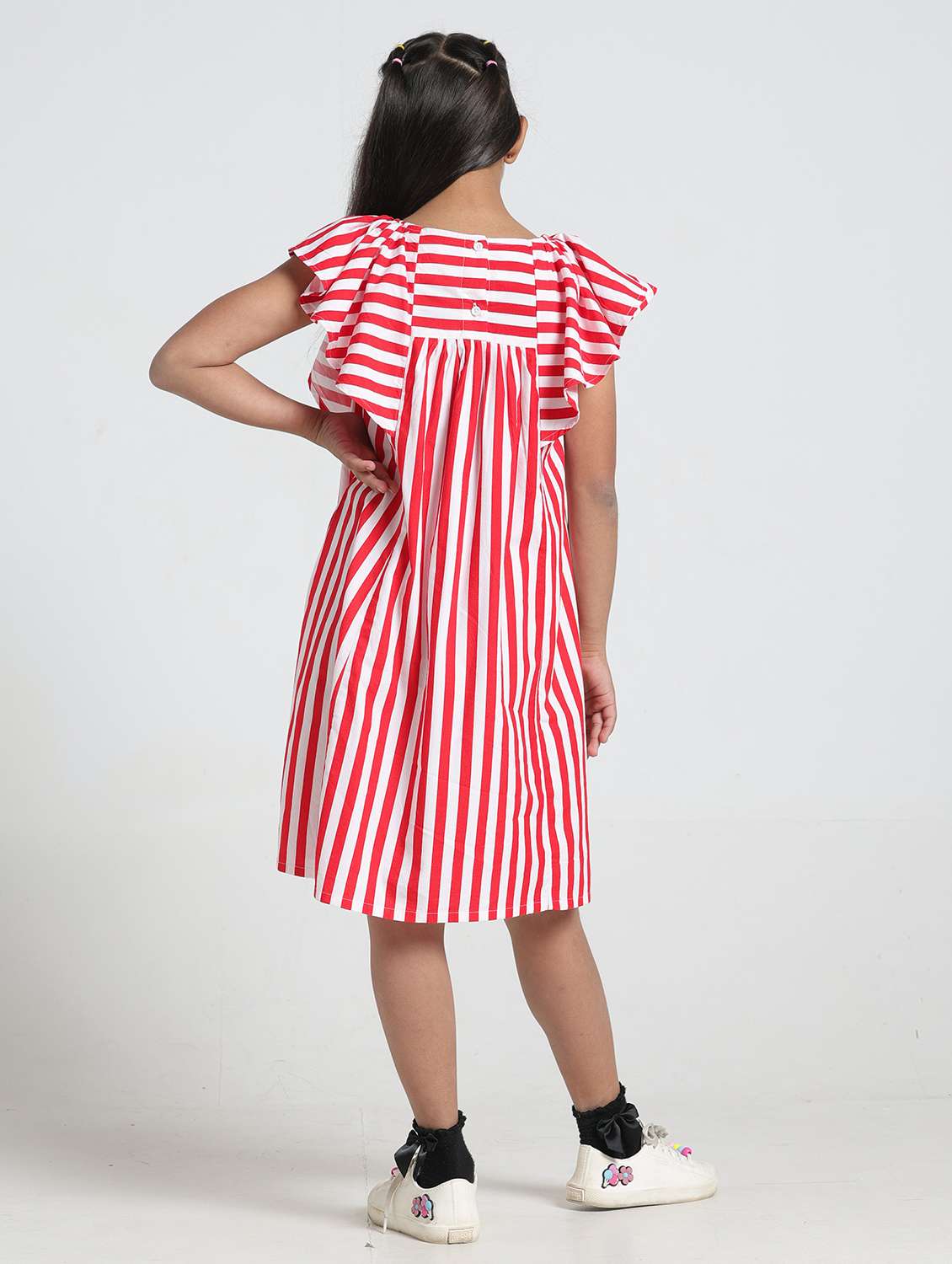 Girls Striped Short Sleeve A-line Dress - 22328485 -  Standard Image - 3