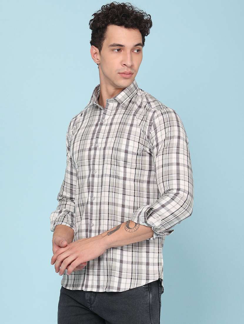 men checkered long sleeve slim fit casual shirt - 22328539 -  Standard Image - 3