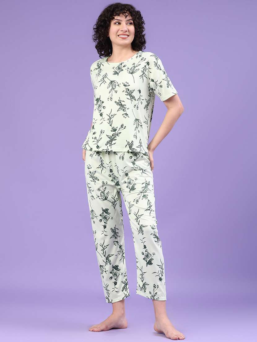 women printed nightwear pyjama set