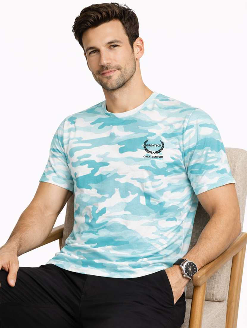 men camouflage short sleeve regular fit t-shirt