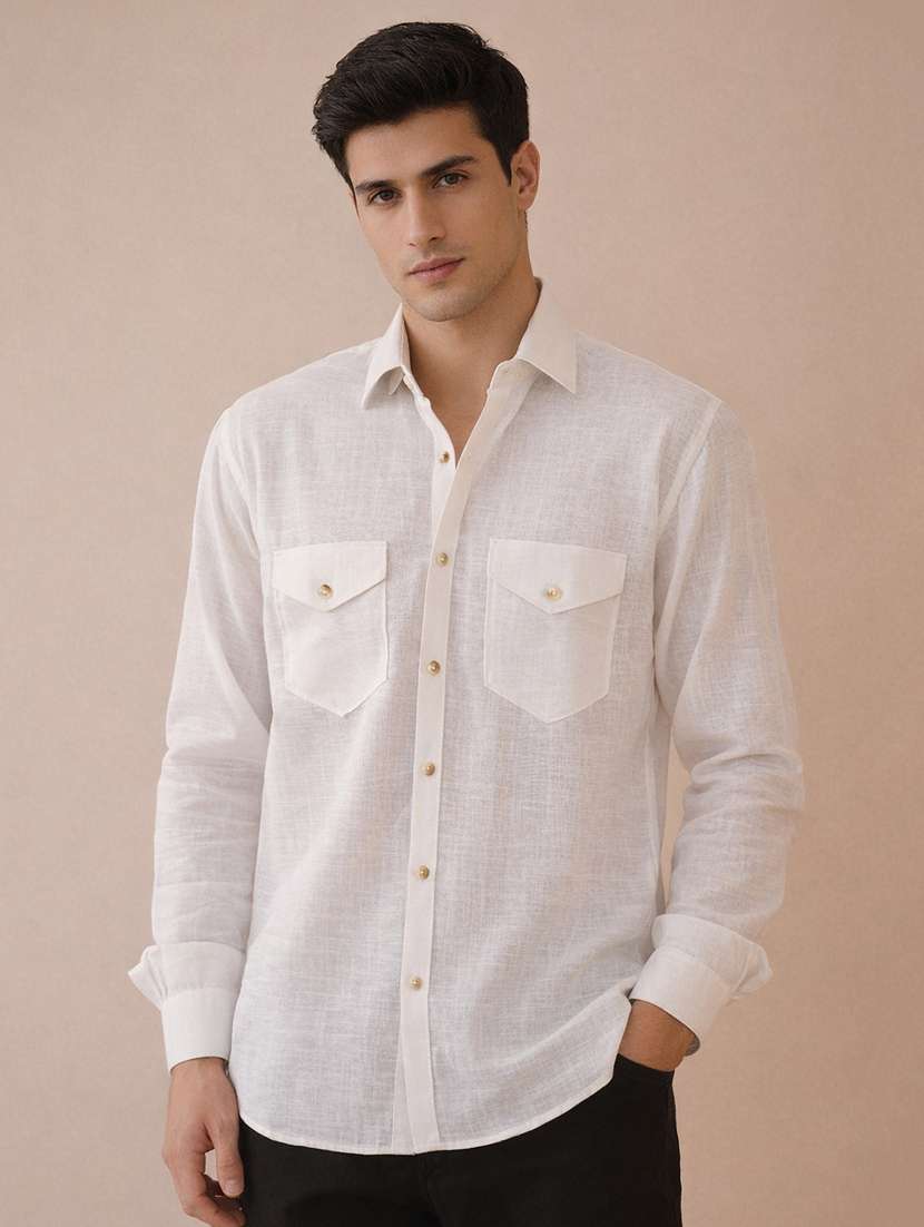 men solid long sleeve regular fit casual shirt