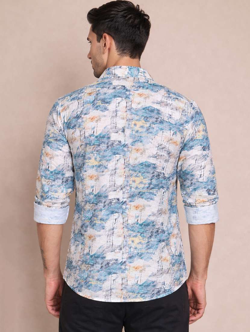 men printed long sleeve regular fit casual shirt - 22328570 -  Standard Image - 3