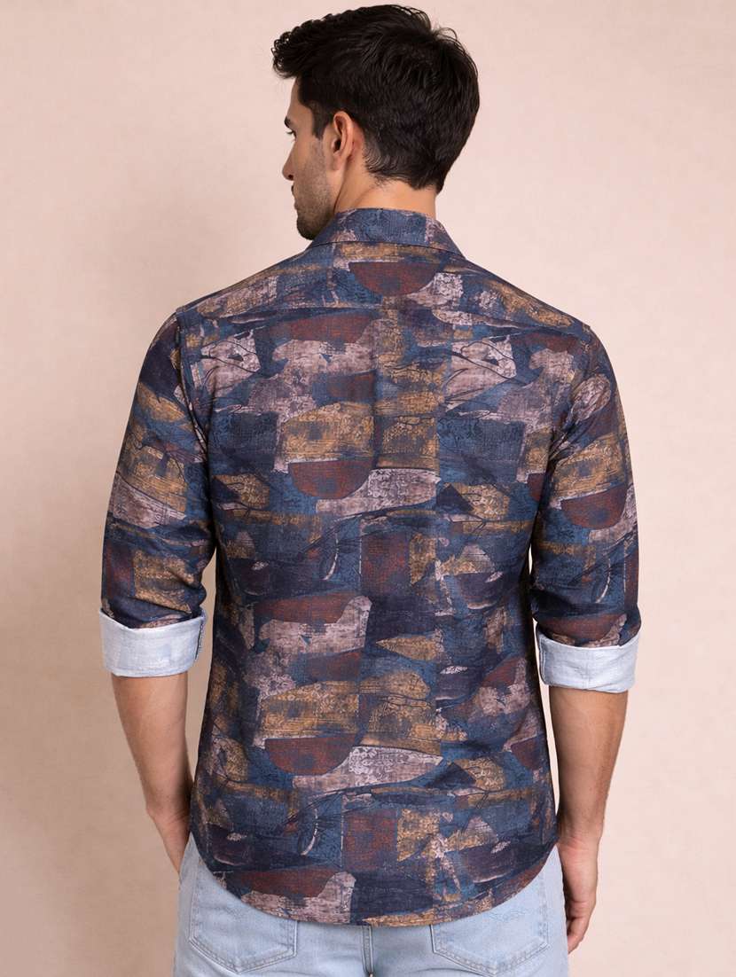 men printed long sleeve regular fit casual shirt - 22328571 -  Standard Image - 3
