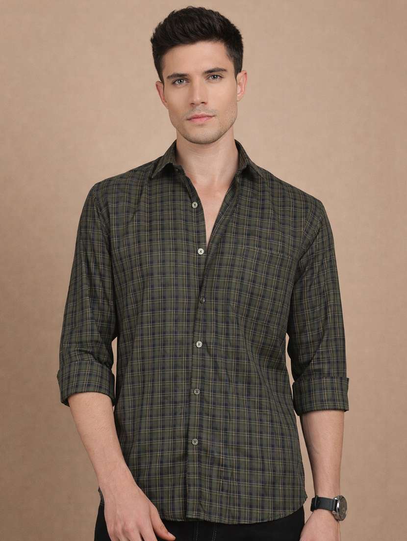 men checkered long sleeve regular fit casual shirt