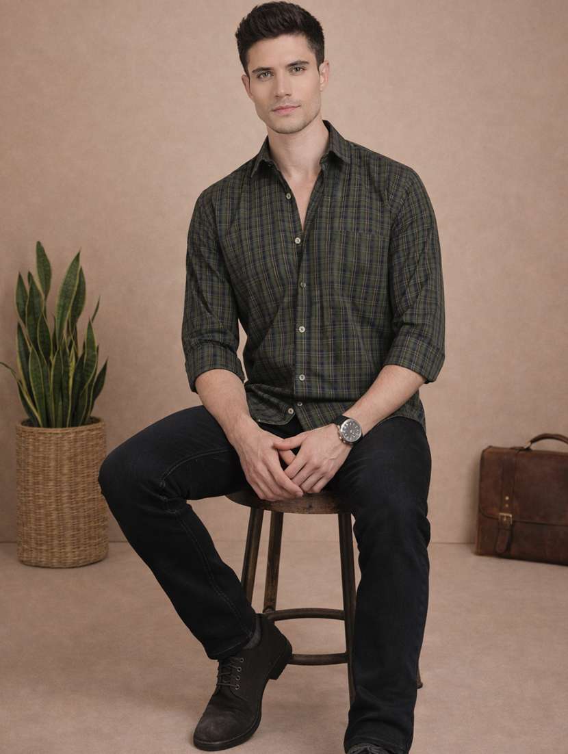 men checkered long sleeve regular fit casual shirt - 22328586 -  Standard Image - 3