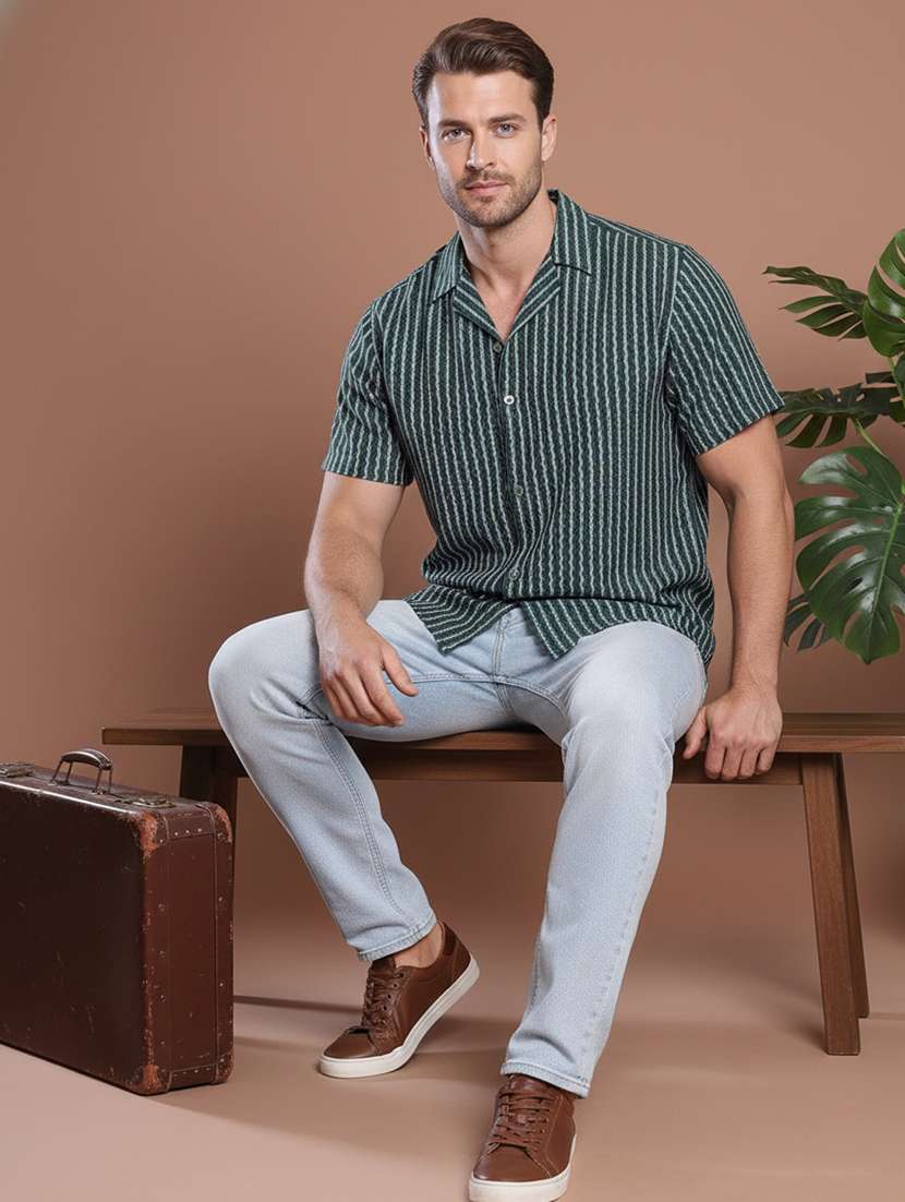 men self design short sleeve regular fit casual shirt - 22328590 -  Standard Image - 3