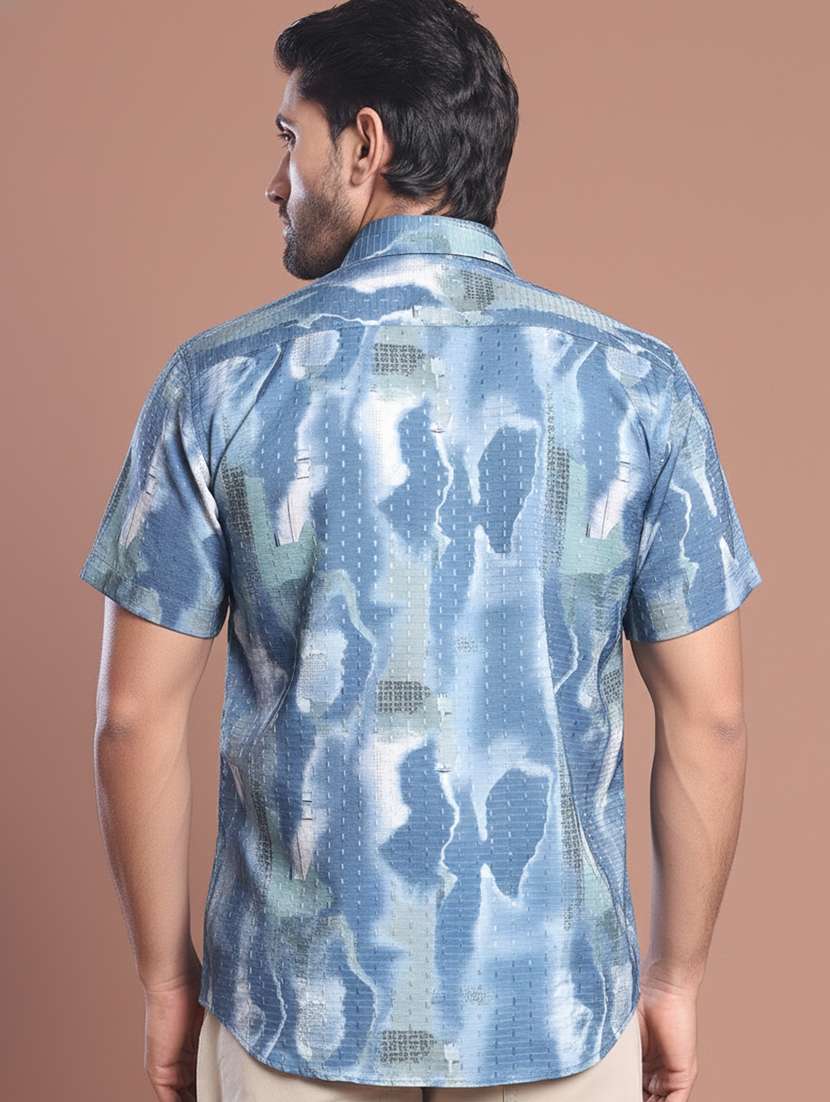 men abstract short sleeve regular fit casual shirt - 22328591 -  Standard Image - 3