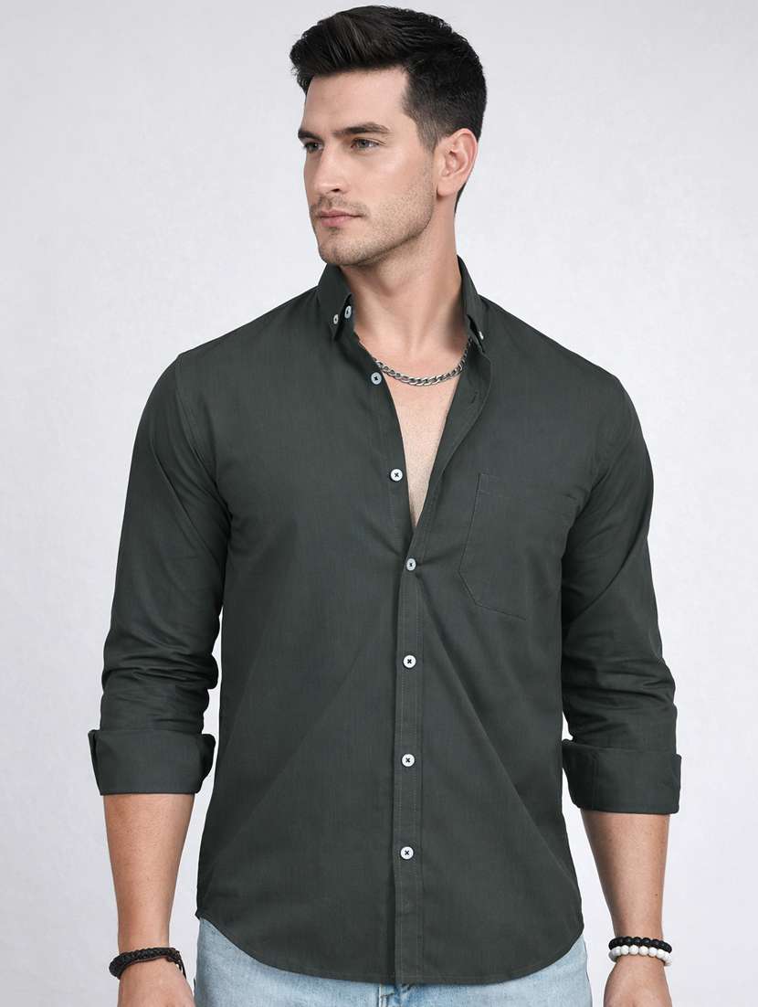 men solid long sleeve regular fit casual shirt