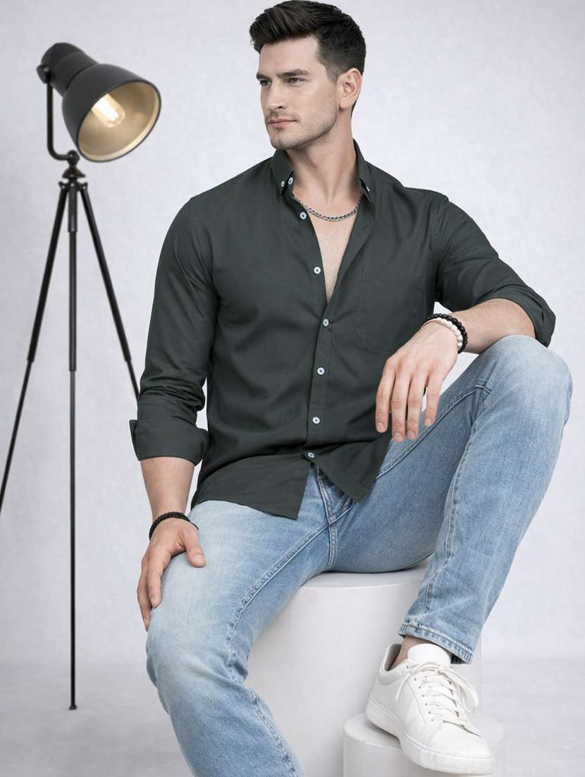 men solid long sleeve regular fit casual shirt - 22328596 -  Standard Image - 3