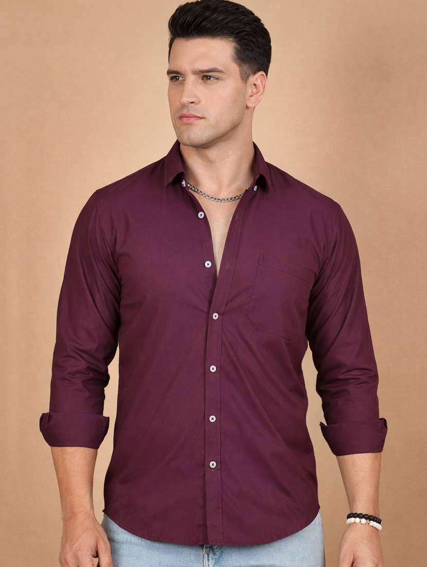 men solid long sleeve regular fit casual shirt