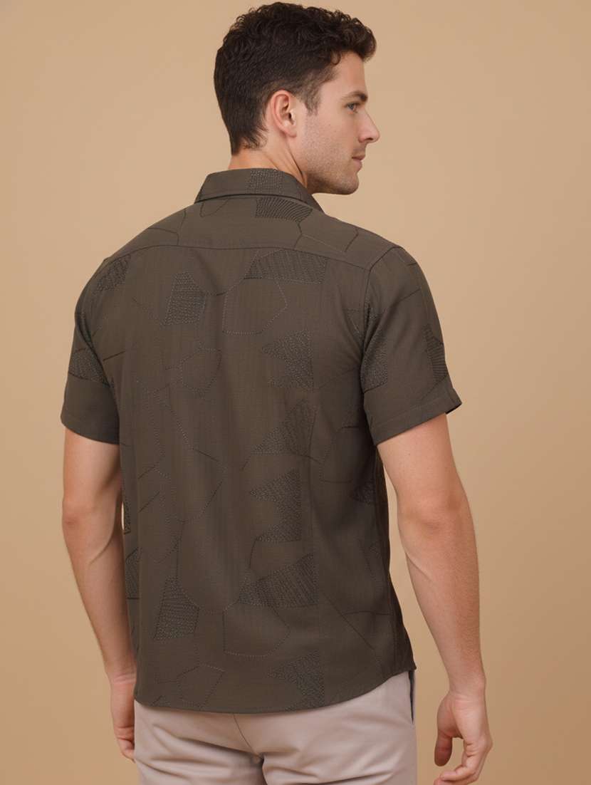 men geometric short sleeve regular fit casual shirt - 22328625 -  Standard Image - 3