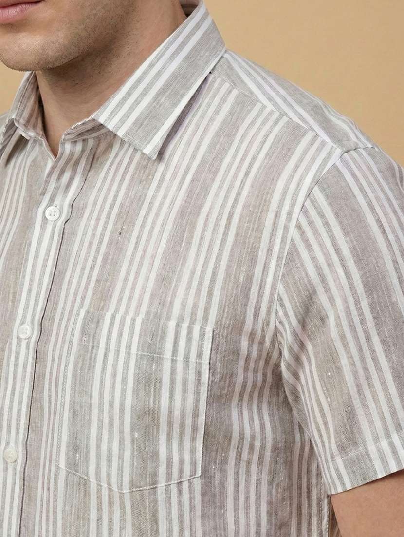 men striped short sleeve regular fit casual shirt - 22328627 -  Standard Image - 3