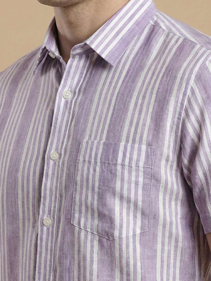 men striped short sleeve regular fit casual shirt - 22328629 -  Standard Image - 3