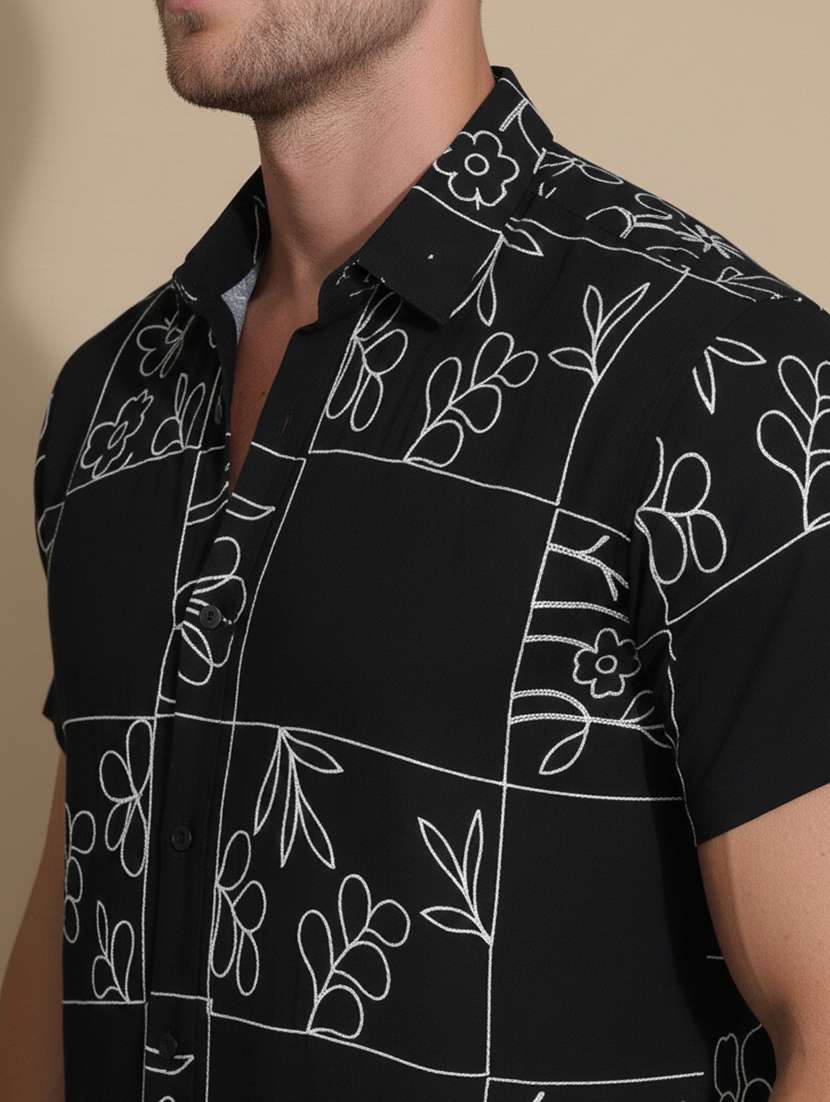 men printed short sleeve regular fit casual shirt - 22328630 -  Standard Image - 3