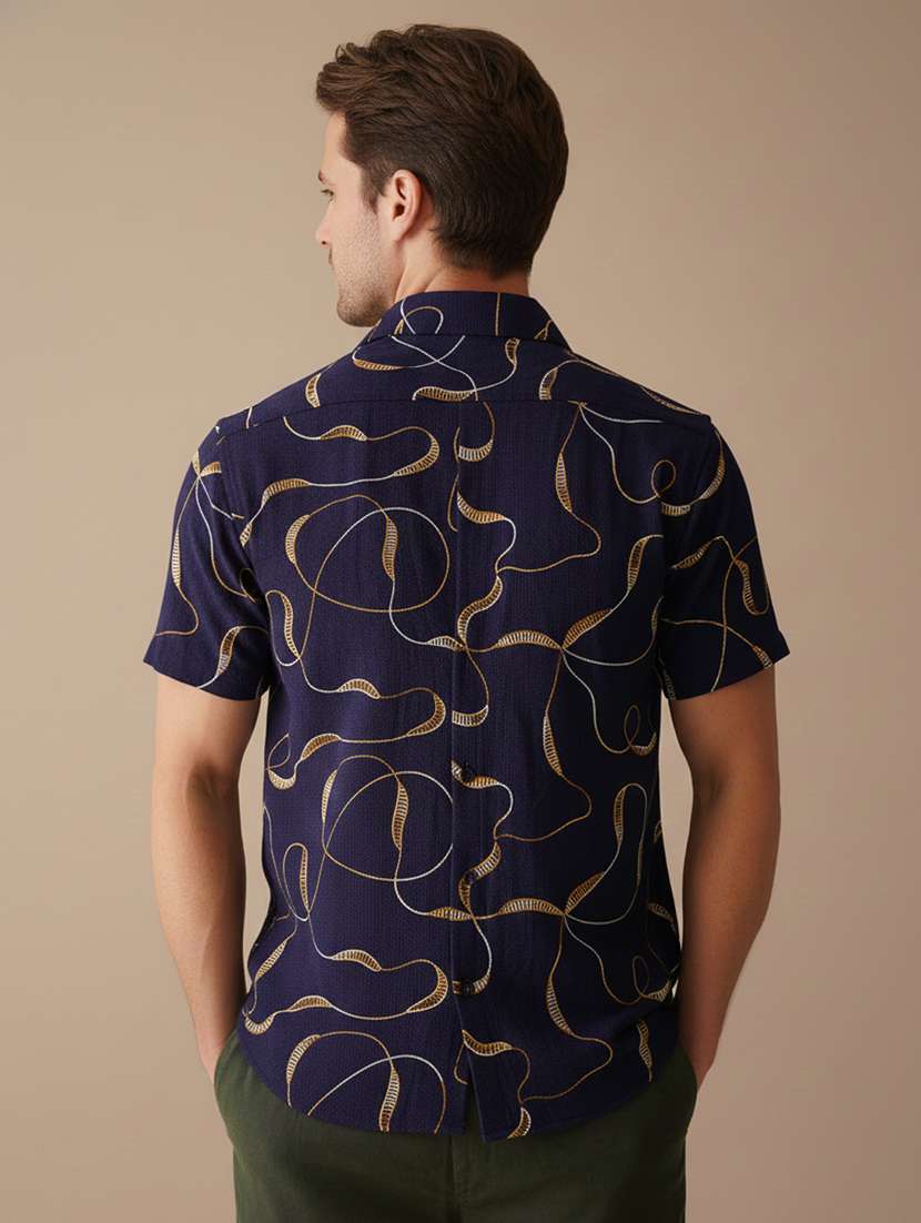 men abstract short sleeve regular fit casual shirt - 22328637 -  Standard Image - 3