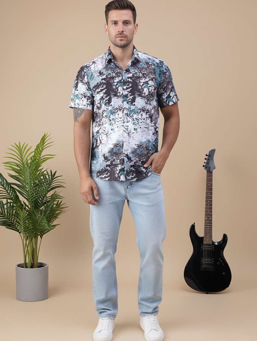 Men Abstract Short Sleeve Regular Fit Casual Shirt - 22328641 -  Standard Image - 3