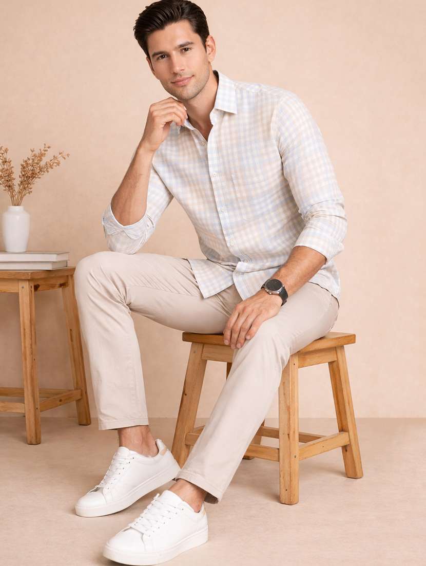 men checkered long sleeve regular fit casual shirt - 22328649 -  Standard Image - 3