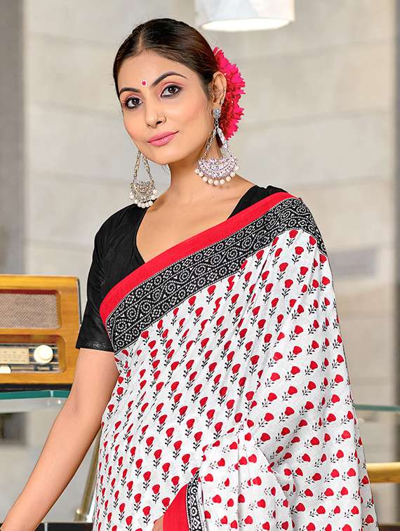 women printed casual wear saree with blouse - 22328708 -  Standard Image - 3