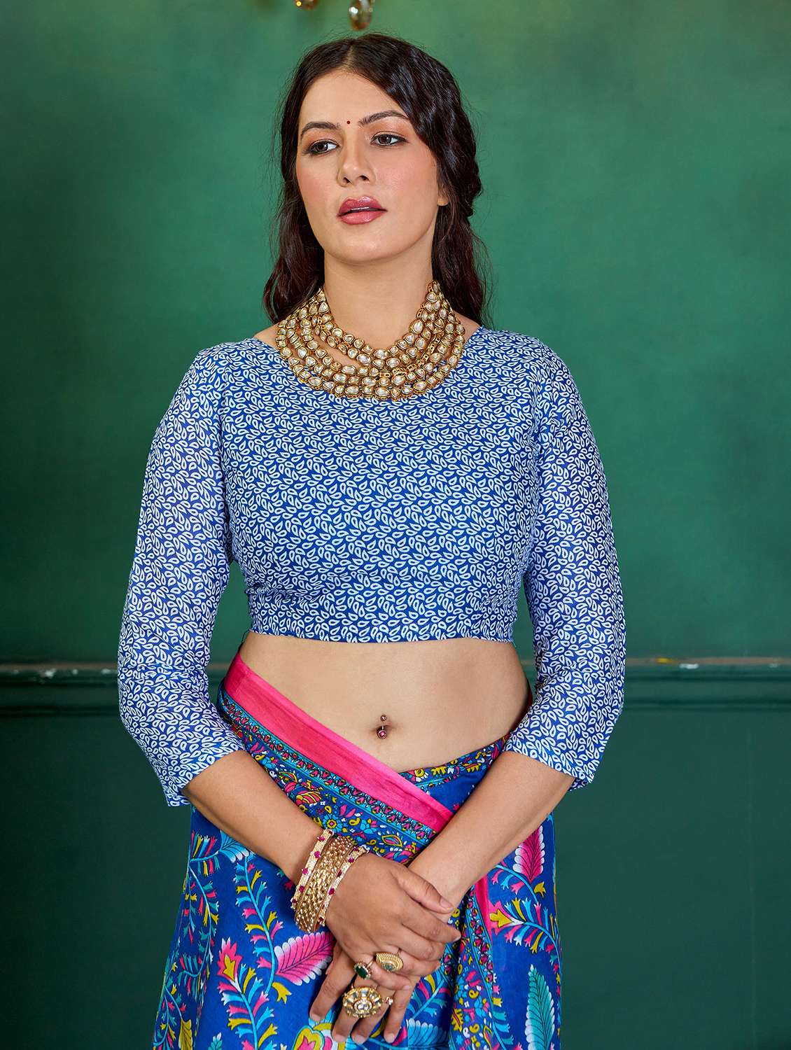 women printed casual wear saree with blouse - 22328718 -  Standard Image - 3