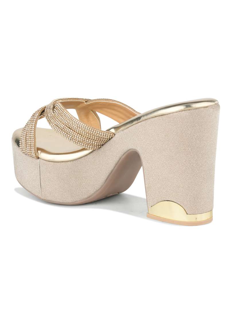 women gold slip on sandal - 22328791 -  Standard Image - 3