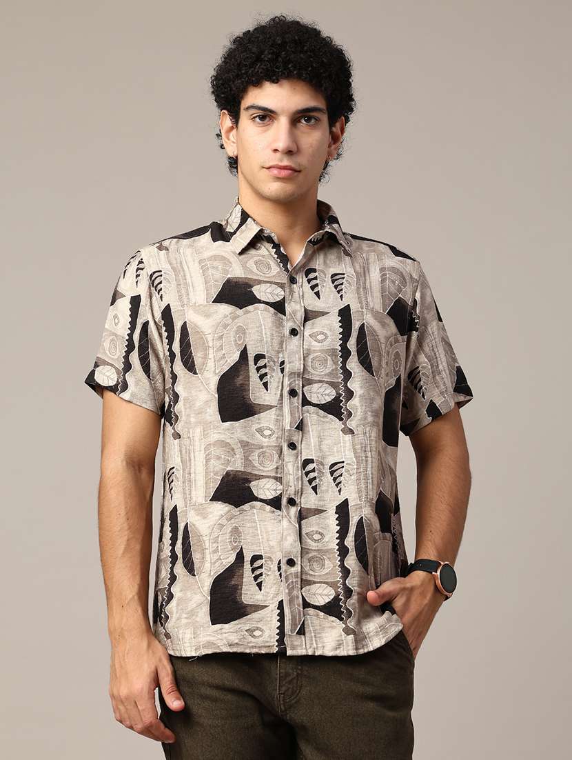 beige polyester casual shirt