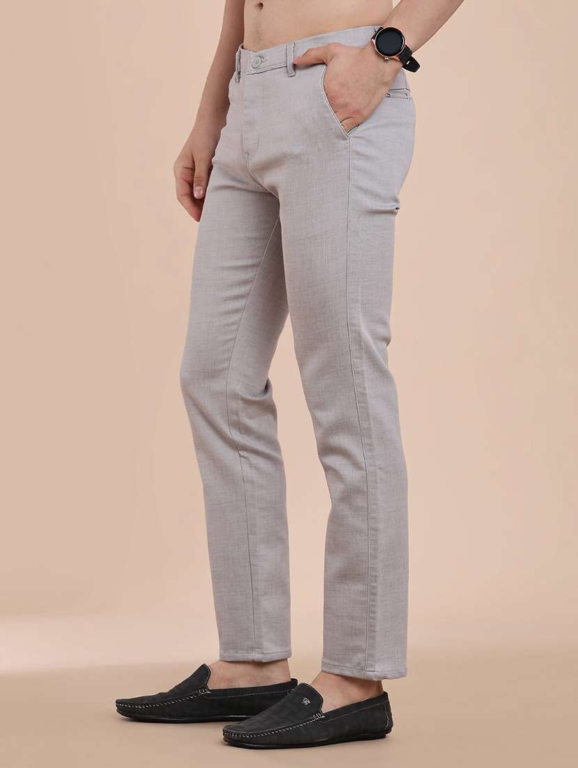 men solid mid rise chinos casual trouser - 22328895 -  Standard Image - 3