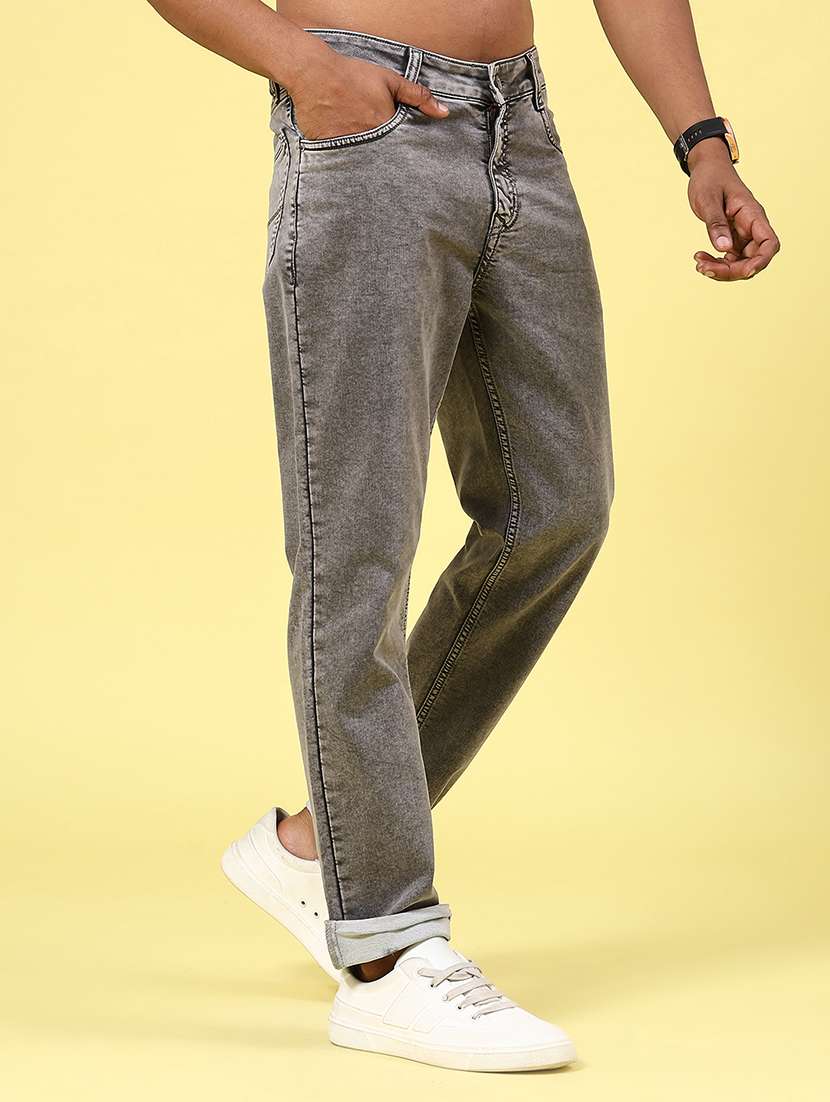 men plain mid rise full length tapered jeans - 22328909 -  Standard Image - 3